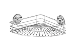 WENKO 20887100 Vacuum-Loc Eckablage Bari - Befestigen ohne bohren, Stahl, 31.5 x 8.5 x 22 cm, Chrom -