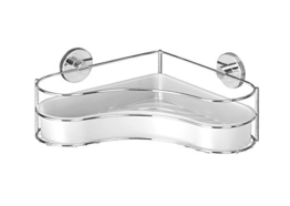 WENKO 20894100 Vacuum-Loc Eckablage Milazzo - Befestigen ohne bohren, Stahl, 35 x 11.5 x 24 cm, Chrom -