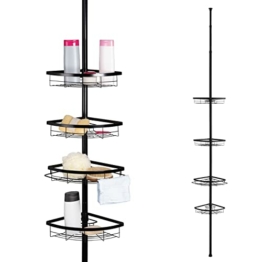 bremermann Teleskop-Eckregal, 4 Körbe, Teleskop-Stange bis max. ca. 290 cm (schwarz) - 1