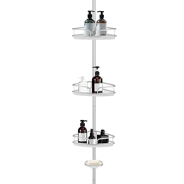 COSTWAY Teleskop Duschregal, höhenverstellbar von 152-274 cm, Eckregal Duschablage mit 3 Körben und 1 Seifenschale, Teleskopregal für Bad, Dusche, Küche, Aus Aluminium - 1