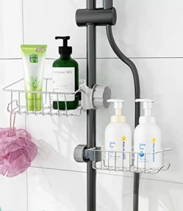 DEPAOTLUX 2 Stück Edelstahl Duschregal,verstellbare Duschablage,Duschseifenhalter mit Haken für 18–25 mm Duschstange Badezimmer/Küche - 1