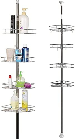 Dripex Teleskop Duschregal ohne Bohren Badregal Eckregal mit 4 Körben, vom Boden bis zur Decke 190cm-310cm - 1