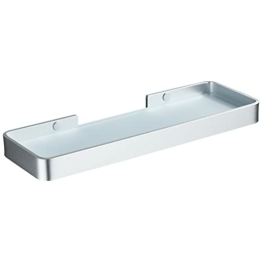 DUFU Duschregal ohne Bohren Duschkorb Selbstklebend Duschwanne mit rostfreiem Organizer Aufbewahrung Kein Schaden Gehärtetes Glas Raum Aluminium Badezimmerzubehör 30cm Silber - 1