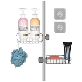 Duschregal Ohne Bohren,Duschablage,Duschablage Ohne Bohren Edelstahl,Seifenhalter Dusche,Shampoo Halterung für Dusche, Shampoo-Rack, Küchenarmatur-Rack, für 16–28 mm Stangen (2 Stück) - 1