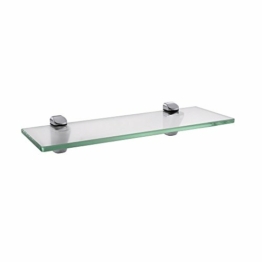KES Duschablage Glasregal Duschregal Glas Ablage Dusche 8mm Glasablage für Badezimmer Wandregal Bad mit Regalträger Wandmontage 35cm Poliert Chrom, BGS3202S35 - 1