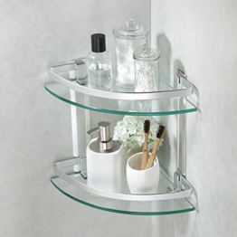 KES Duschregal Glas Glasregal 8mm Hartglas Dusche Ablage Glas Aluminium Glasablage Badezimmer Silber, A4120B - 1