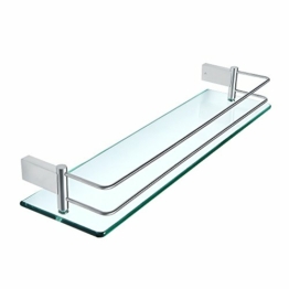 SAYAYO Duschablage Glasregal Edelstahl Duschregal Gebürstet Badezimmer Regal Duschkorb Shampoo Halterung für dusche Badezimmerregal für Bad und Küche 500mm x 130mm x 66mm, EGC1000 - 1