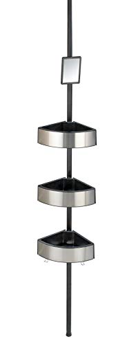 WENKO Teleskop Duschecke Premium Big Black, Badregal, platzsparendes Duschregal, rostfrei, Aluminium, 27,5 x 70-260 x 20 cm, silber/schwarz - 1